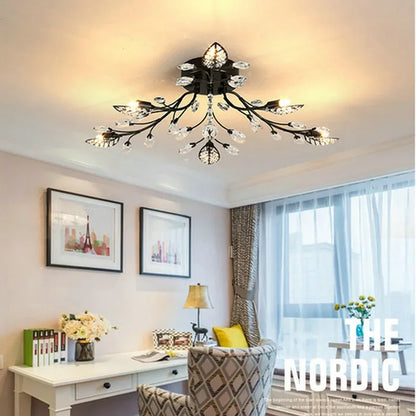 DecorBites™ Crystal Leaf LED Ceiling Chandelier: Industrial Retro Home Decor Lighting
