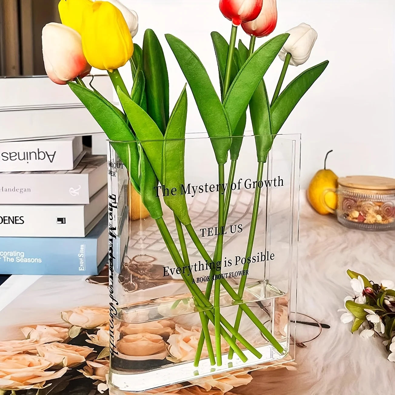 Acrylic Book Vase Bookshelf Decor