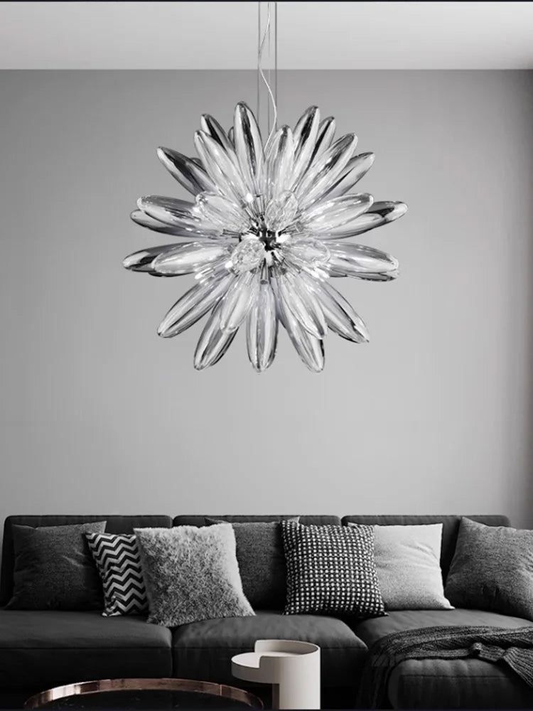 Glass Globe LED Chandelier 110cm Gold Hardware