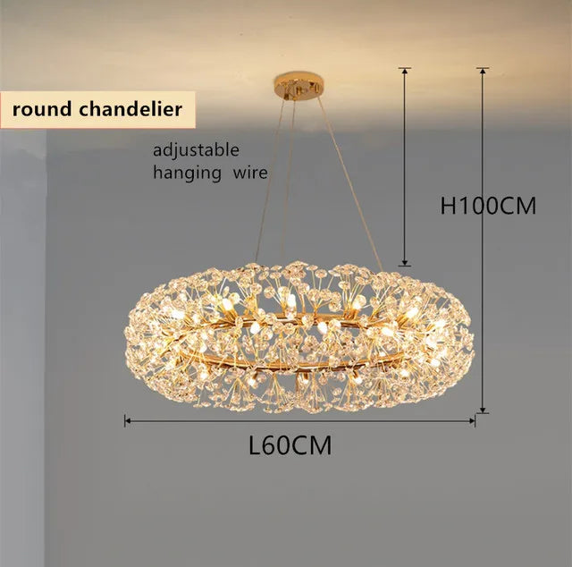 Gold Crystal LED Hanging Lamp