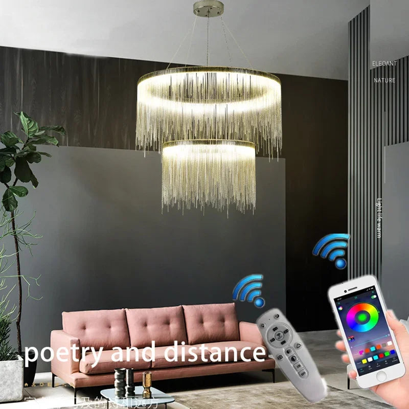 Gold Chain LED Chandelier