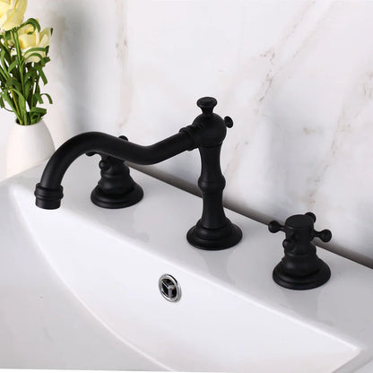 DecorBites™ Dual Handle Basin Faucet in Chrome Solid Brass with Antique Black Finish