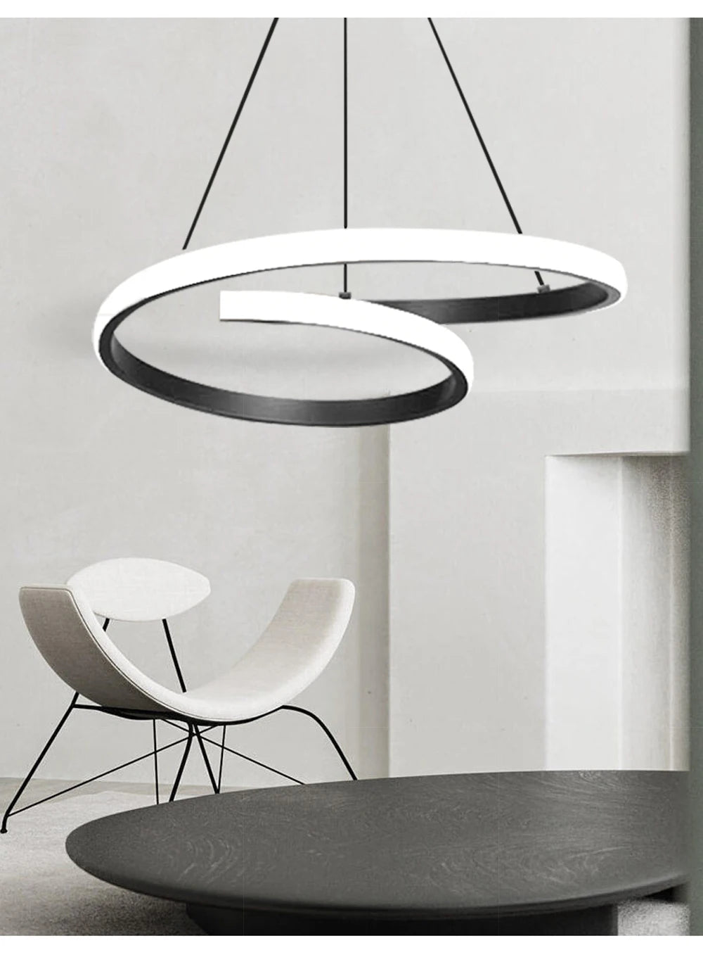Black Double-Ring Pendant