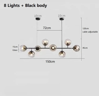 DecorBites™ Glass Ball Pendant Chandelier: Modern Nordic Art Ceiling Lighting for Dining Room & LOFT