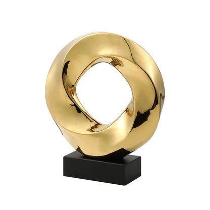 DecorBites™ Geometric Gold Hollowed Twisted Circles Figurines Home Decor