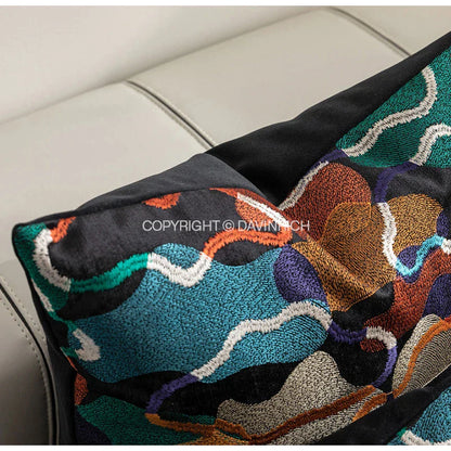 DecorBites™ Geometric Embroidery Abstract Cushion Covers 45x45cm, Modern Home Decor