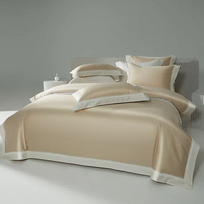 DecorBites™ Lace Patchwork Bedding Set: 1200TC Egyptian Cotton Duvet Cover, Sheet, Pillowcases