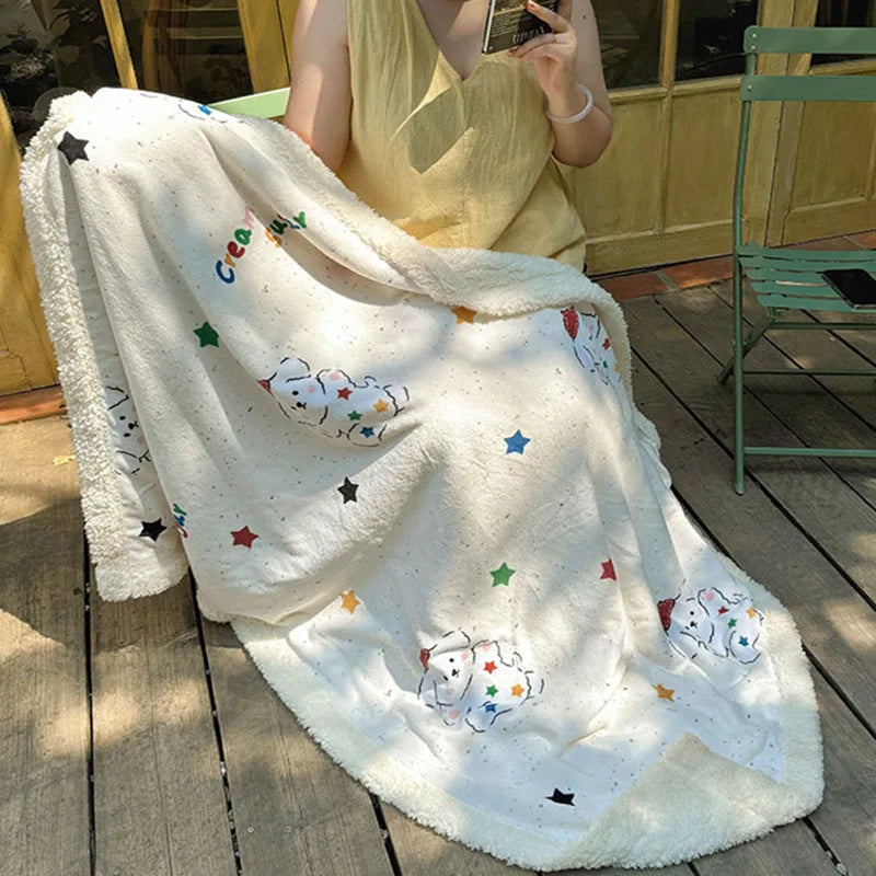 Coral Velvet Cartoon Blanket