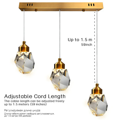 DecorBites™ K9 Crystal Dining Chandeliers: Gold Wire Hanging Ceiling Lights for Bedroom, Balcony, Bar Room