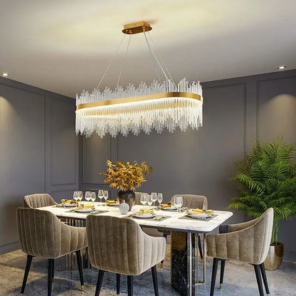 DecorBites™ Crystal LED Chandelier: Luxury Dimmable Pendant Light for Bedroom, Living, Dining Room