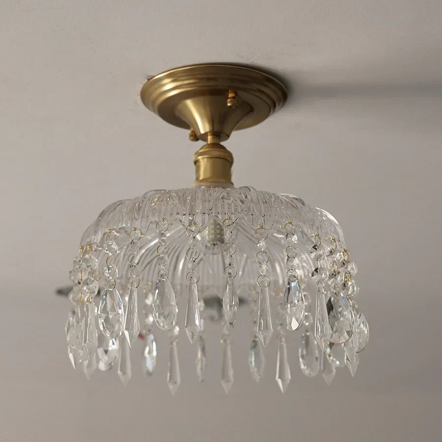 DecorBites™ Glass Grid LED Ceiling Lamp: Luxury Crystal Nordic Copper Ceiling Lights