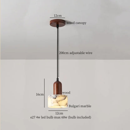 DecorBites™ Iron Marble LED Pendant Light Fixture Modern Hanging Lamp Interior Decor