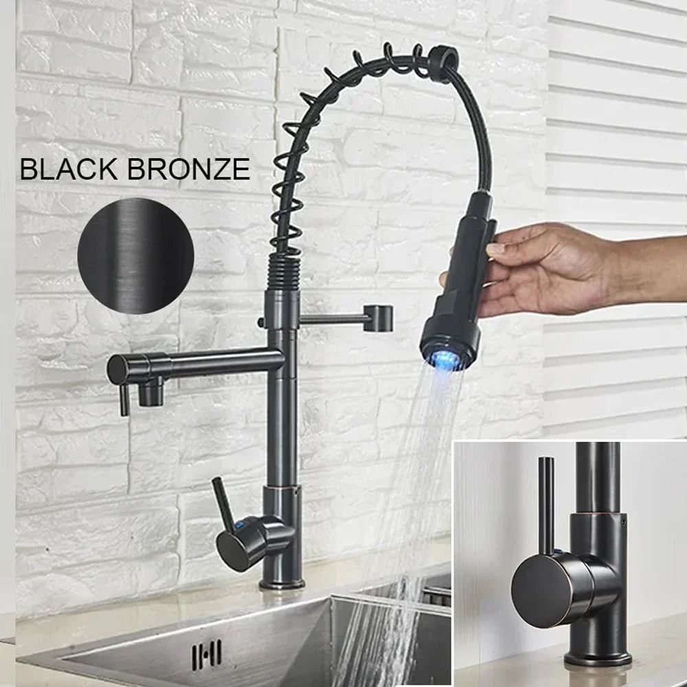 Brushed Nickel Kitchen Faucet Pull-Down Swivel
