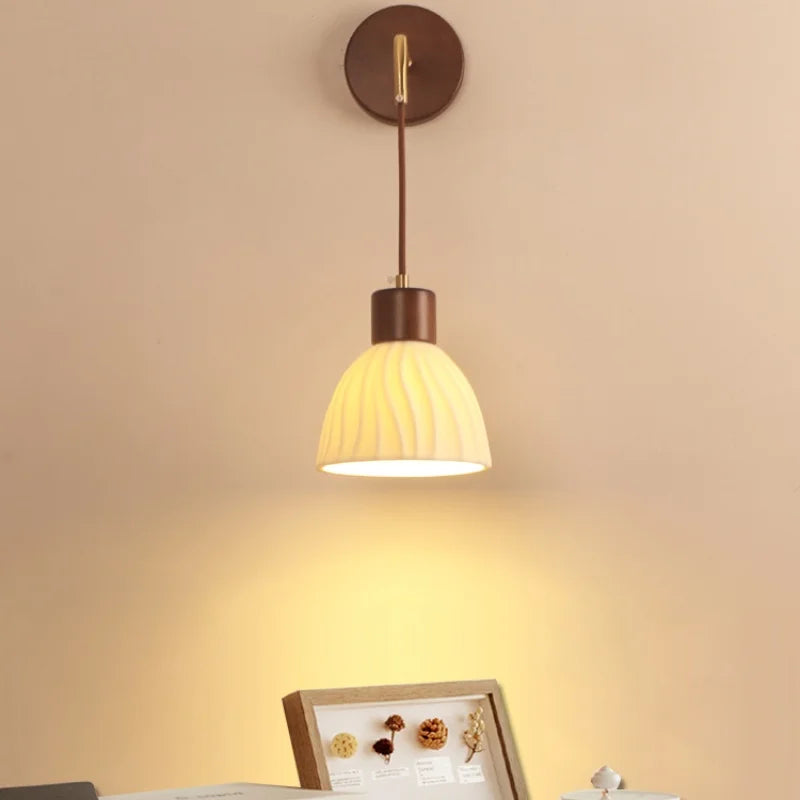 DecorBites™ Adjustable LED Wall Light Fixture with Ceramic Wood Base for Dining Room, Study, Bar
