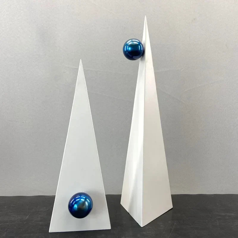 DecorBites™ Geometric Triangle Blue Ball Ornament: Abstract Decorative Figurine