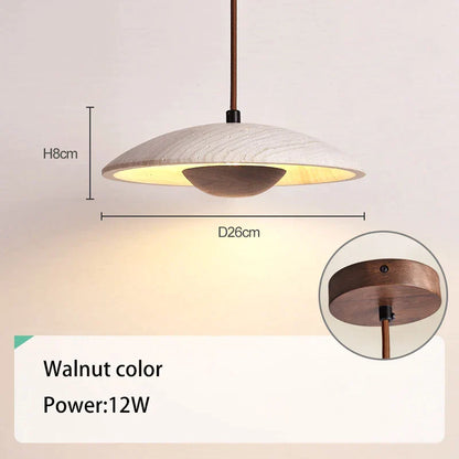 DecorBites™ Cream Stone Wood Chandelier Pendant Lamp for Bedroom - Danish Style Atmospheric Lighting