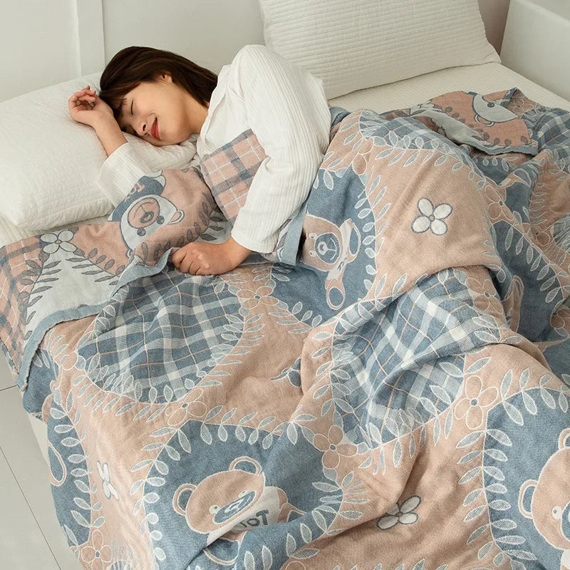 DecorBites™ Cotton Gauze Boho Throw Blanket - Cozy Bedspread & Sofa Cover