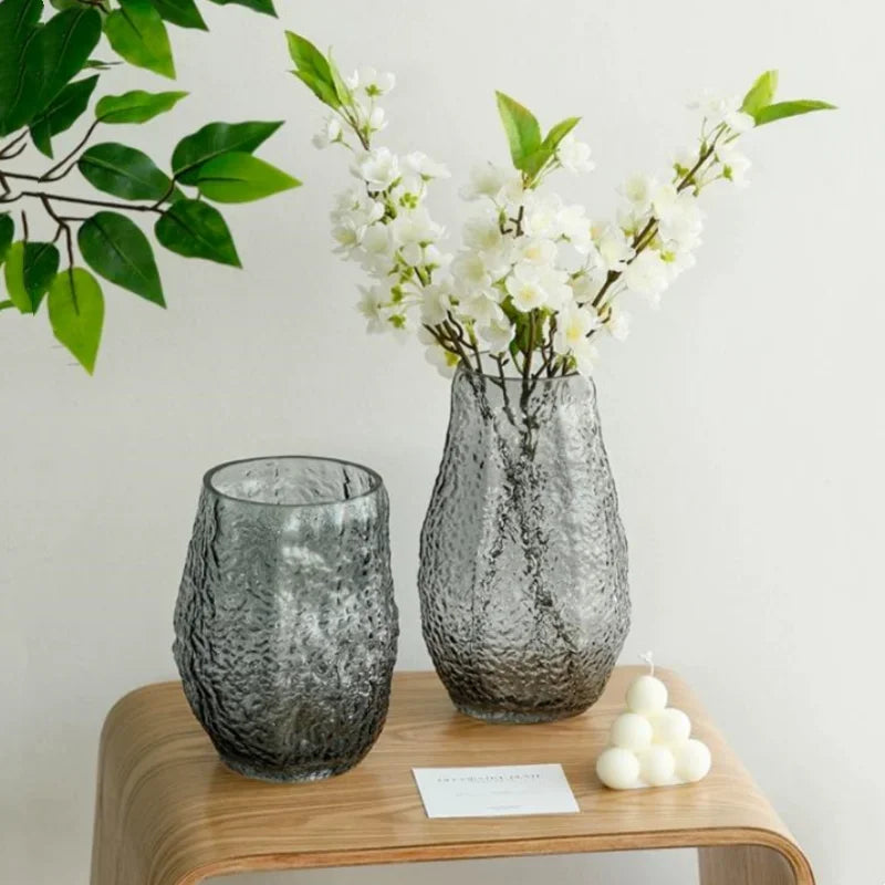 DecorBites™ Green Transparent Glass Vase for Flower Arrangement & Home Decor