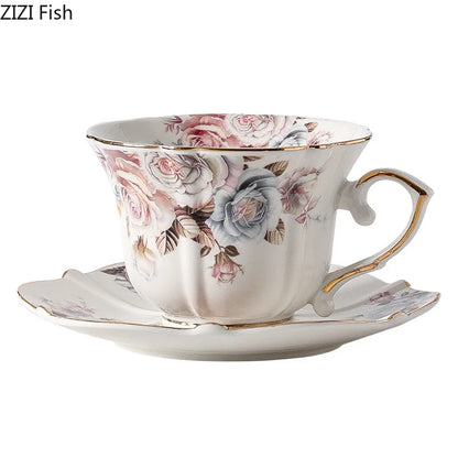 DecorBites™ Lace Edge Ceramic Tea Cup & Saucer Set for Dining & Coffee Table