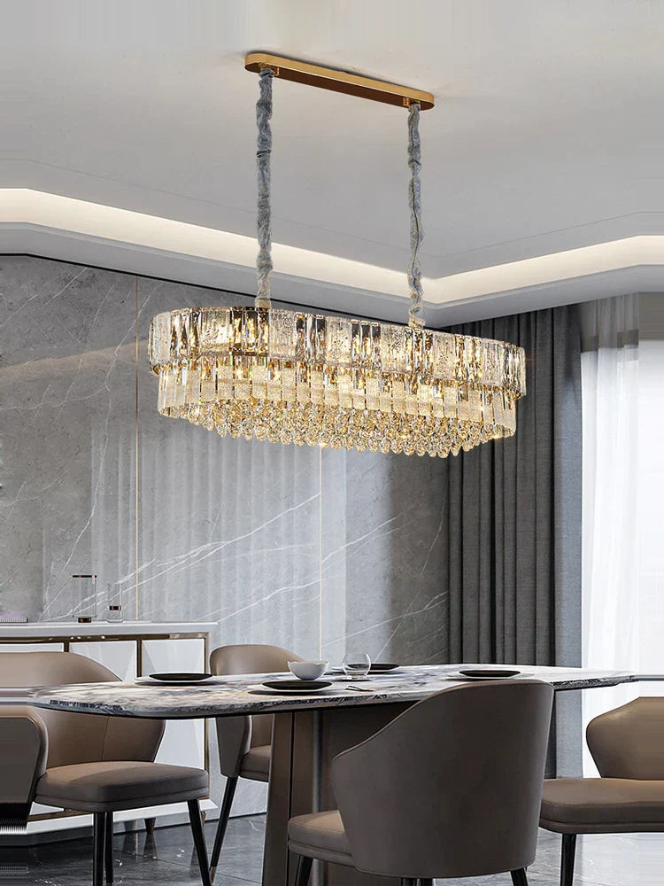 Gold Crystal Living Chandelier K9 150cm Gold Hardware
