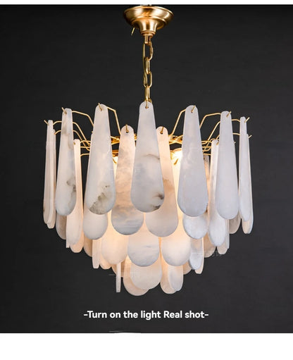 French Marble Pendant Light Modern Copper E14 LED Water Droplet Chandelier for Living Room Dining Room Bedroom Home Decor Lights