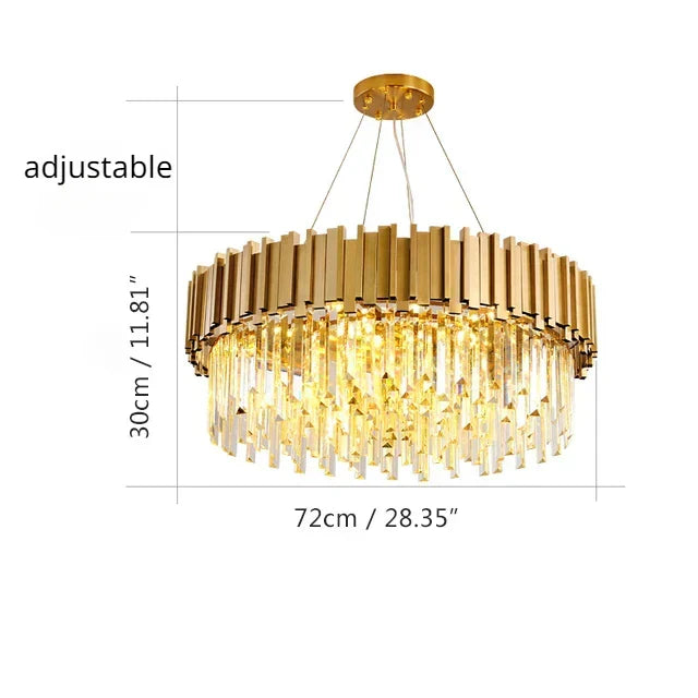 Golden Crystal LED Chandelier 72cm Hanging