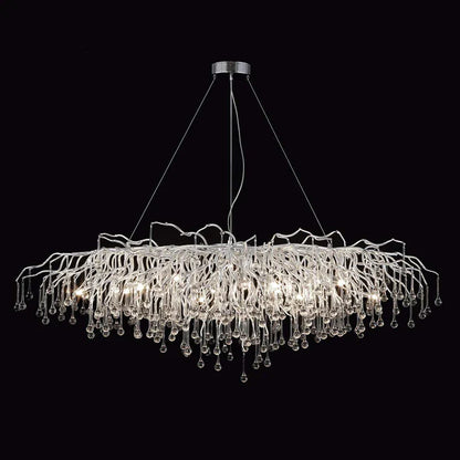DecorBites™ Crystal Water Drop Branch Chandelier: Luxury LED Lighting for Hall, Living Room, or Bar