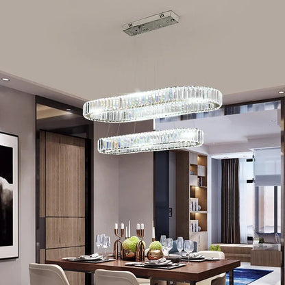 DecorBites™ Crystal LED Chandelier: Modern Luxury Lighting for Living & Dining Room