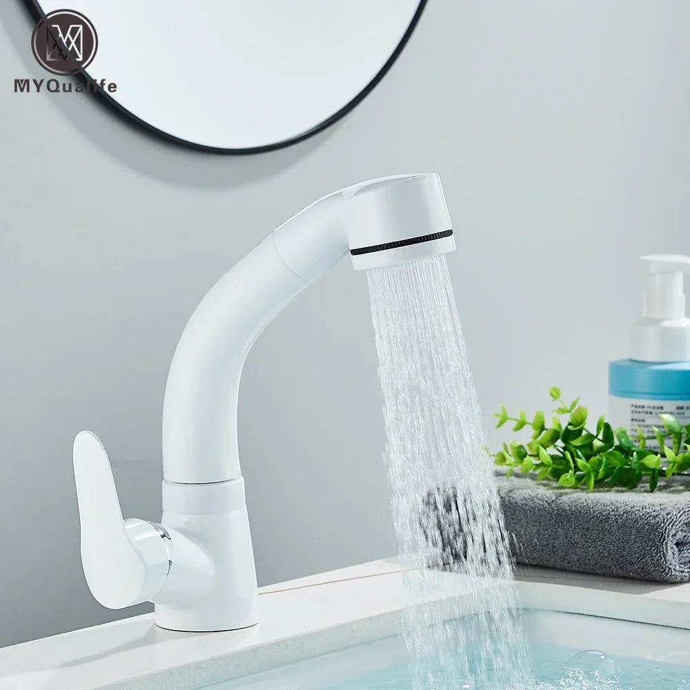 DecorBites™ Lift-Up Bathroom Sink Faucet Chrome Finish 360-degree Rotation Water Mixer