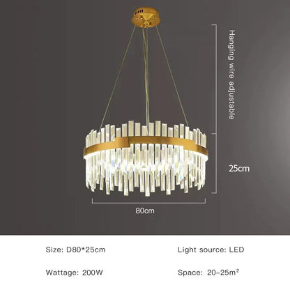 DecorBites™ Gold Full Spectrum Crystal Chandelier for Living, Dining & Bedroom