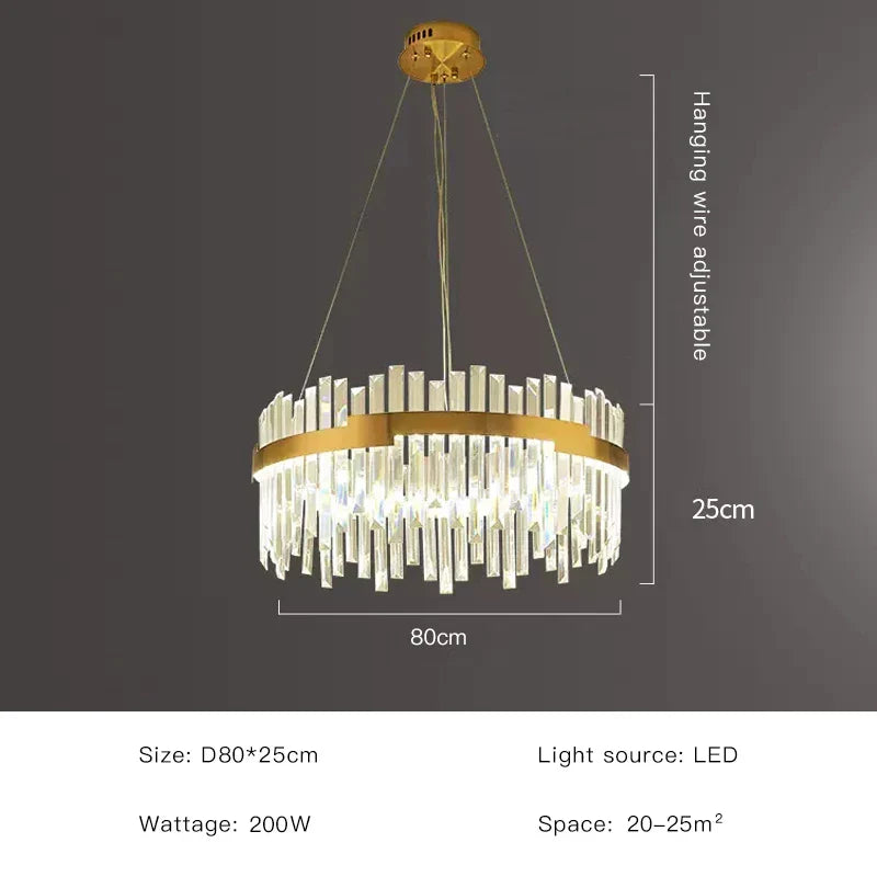 Gold Crystal Circular 80cm Chandelier
