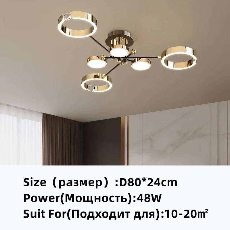 DecorBites™ Gold Plated Chandelier with Remote Control, Crystals Decoration for Living Room