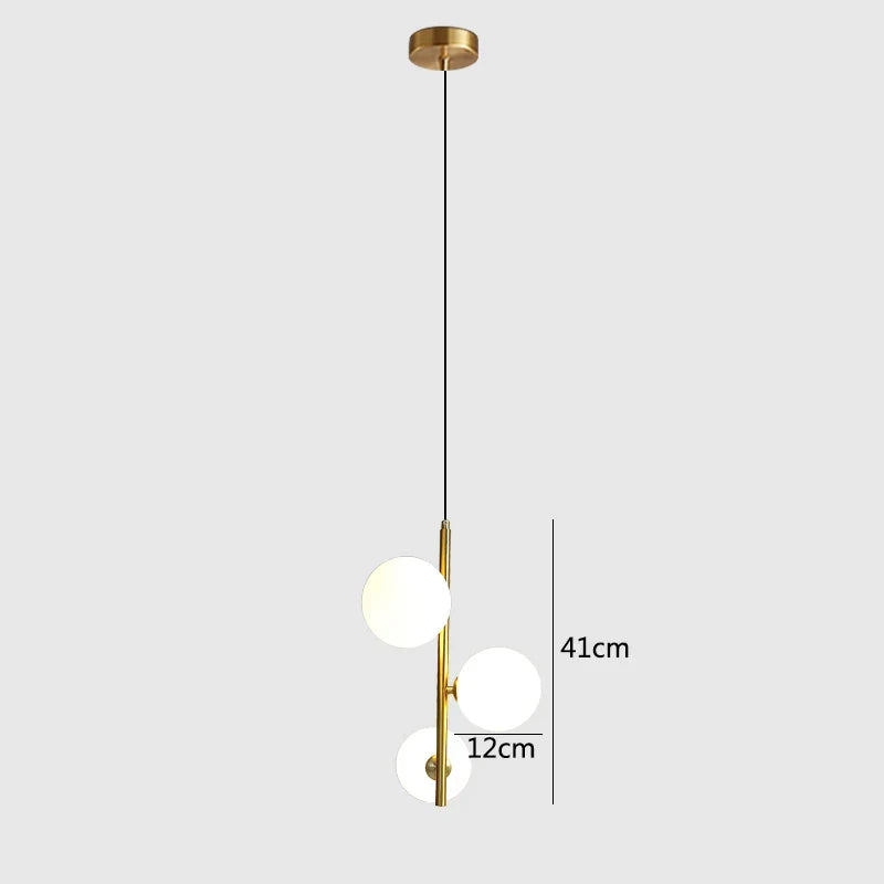 DecorBites™ Glass Ball LED Pendant Light Brass Black Modern Decor Fixture