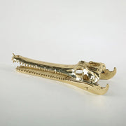 Golden Crocodile Skull Sculpture