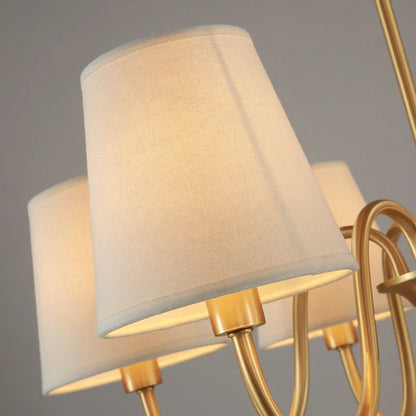 DecorBites™ Copper Ceiling Chandelier with Fabric Lampshade for Living Room and Bedroom