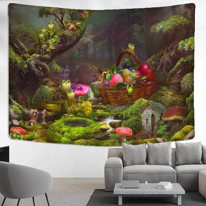 DecorBites™ Little Frog Tapestry Wall Hanging - Forest Psychedelic Art for Kids' Room