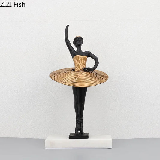 DecorBites™ Golden Ballerina Sculpture Desk Ornament Aesthetic Room Decor Figure