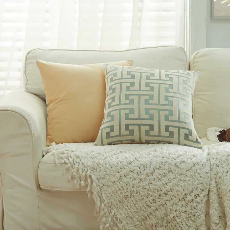 DecorBites™ Geometric Chenille Throw Pillowcase: Hidden Zipper Cushion Cover for Home Decor