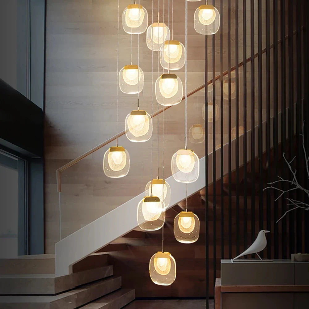Gold Crystal Staircase Chandelier 36-Light Dia100cm