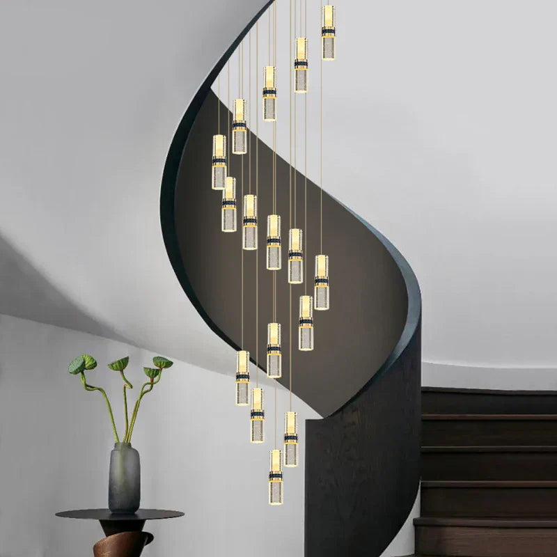 DecorBites™ Crystal Columnar Chandelier for Stairway, Bubble Design for Home, Restaurant, or Bar