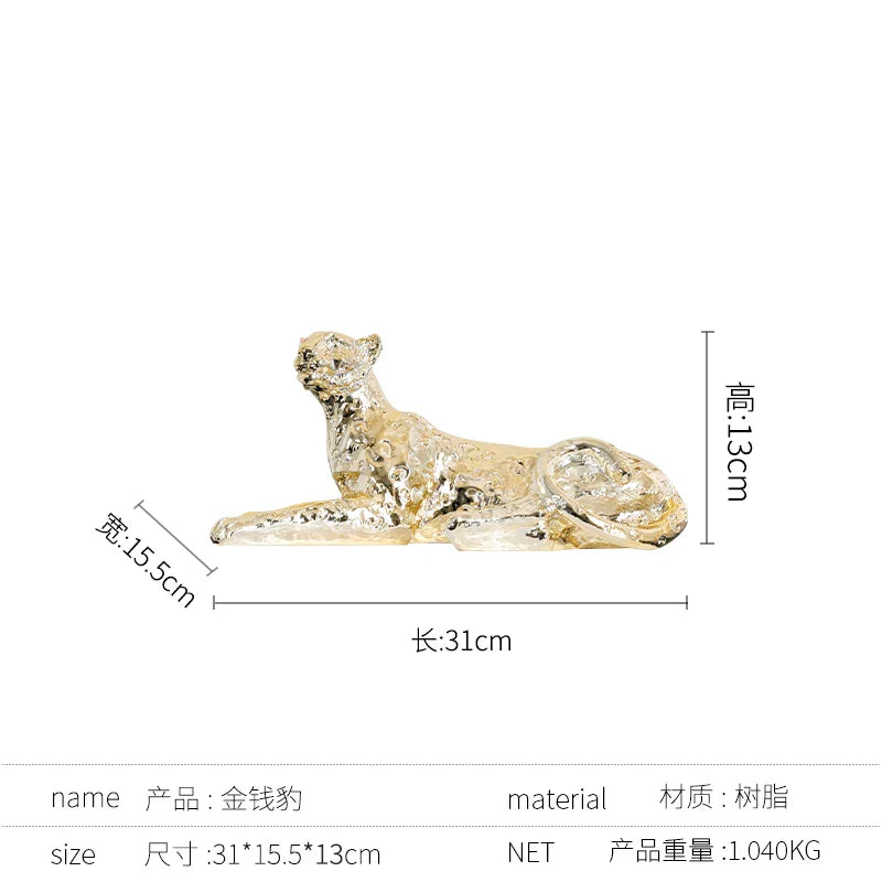 DecorBites™ Leopard Resin Sculpture - Home Decor Handicrafts & Animal Figurine