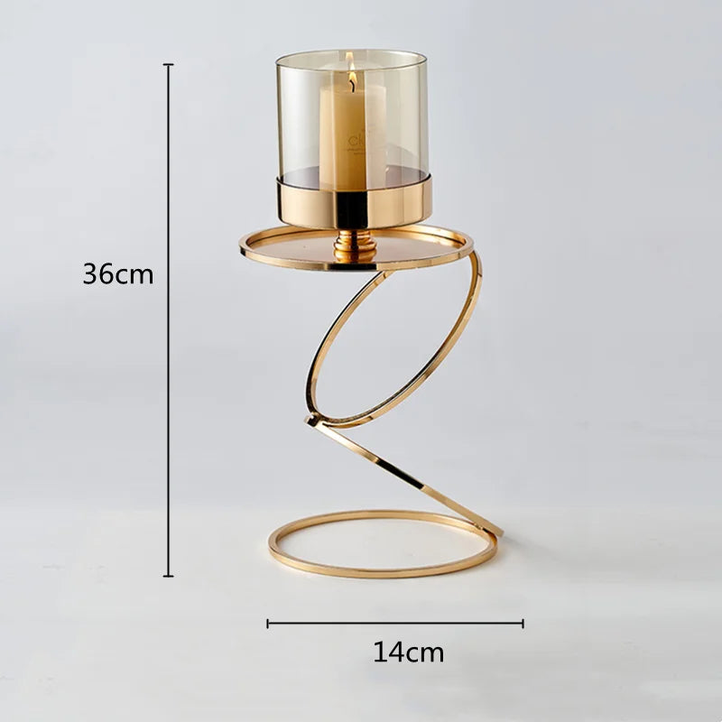DecorBites™ Gold Metal Frame Glass Candle Holder - Wedding Centerpieces & Home Decor