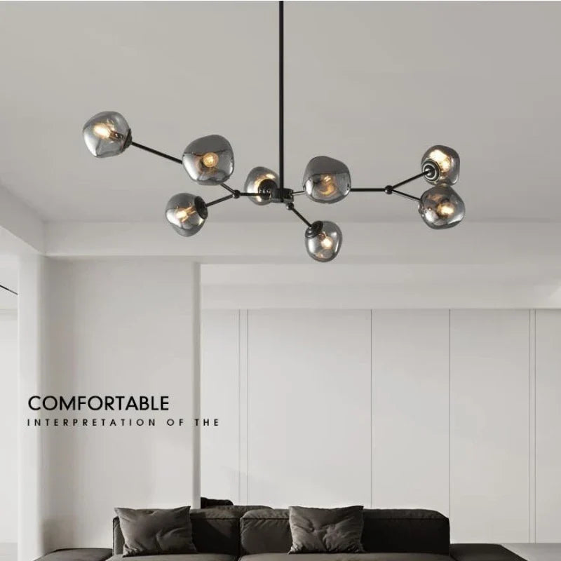 DecorBites™ Gray Lava Glass Chandelier LED Pendant Light Modern Nordic Design