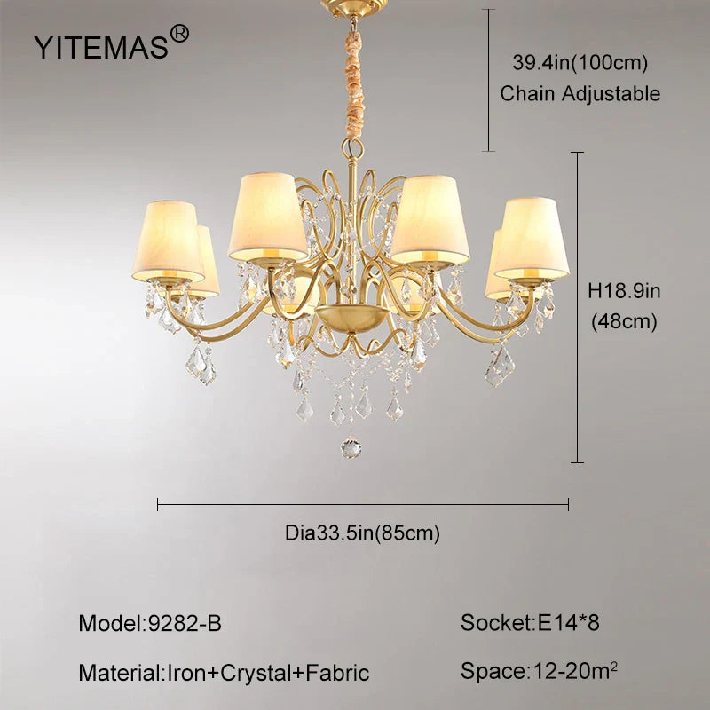 Gold Crystal Shade Chandelier