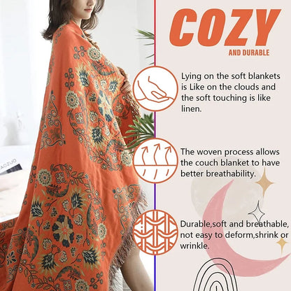 DecorBites™ Gauze Boho Towel Blanket - Soft Cotton Nordic Sofa Cover & Throw