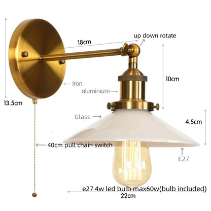 DecorBites™ LED Wall Lights: Industrial Style Bedside Lamp for Kitchen, Reading, Cafe - White Class