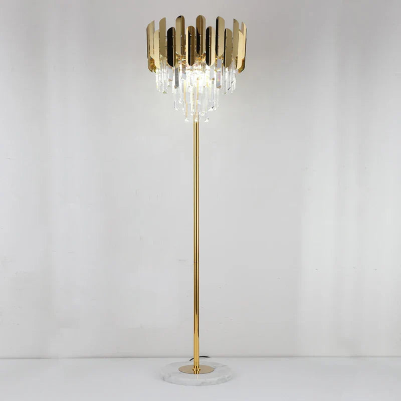 DecorBites™ Crystal Gold Floor Lamp for Bedroom & Living Room - Modern Luxury LED Light