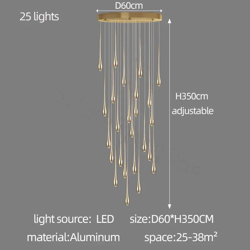 DecorBites™ Gold-Plated Modern Chandeliers for Living Room, Staircase, Restaurant, Kitchen