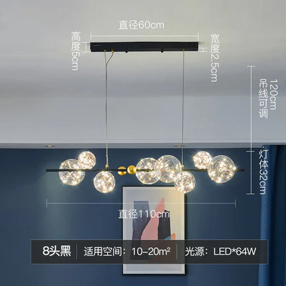 DecorBites™ Glass Ball LED Ceiling Chandelier for Home Dining Living Bedroom