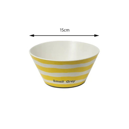 DecorBites™ Korean Style Round Bamboo Fiber Dining Plate for Desserts, Fruits, and Cakes